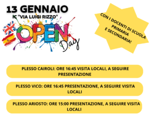 Copertina Informativa Per Articolo Open Day 13 Gennaio